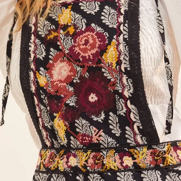 Anthropologie Embroidered Wide-Leg Jumpsuit